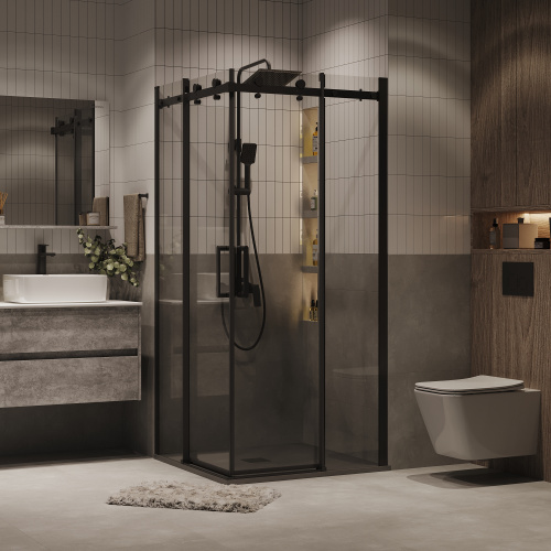 Душевой уголок Grossman Classic 300.K33.04.1010.21.00 100х100 стекло прозрачное профиль черный матовый без поддона - фото 3