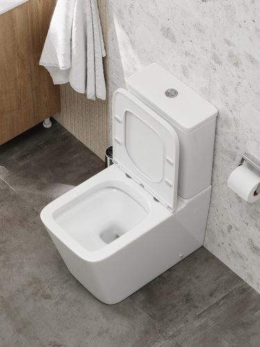 Унитаз напольный с бачком Teymi Helmi T40327 белый с сиденьем микролифт безободковый каскадный смыв - фото 5