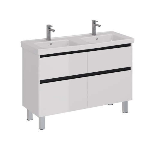 Тумба под раковину LeMark Combi LM03C125T-black 120х45х68 напольная/подвесная цвет белый/черный - фото 5