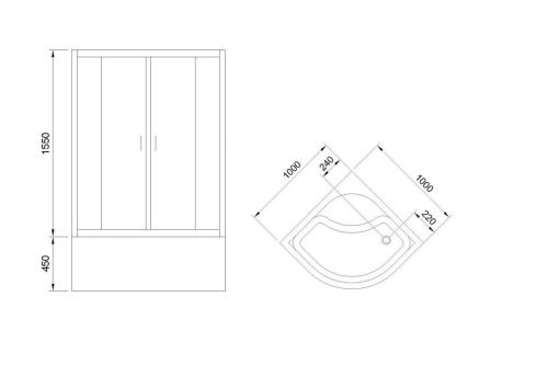 Душевой уголок Royal Bath BK RB100BK-T-BL 100х100 стекло прозрачное профиль черный с поддоном - фото 4