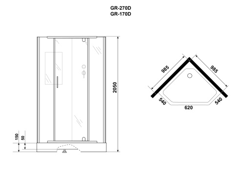 Душевая кабина Grossman Classic GR170D 100х100 трапеция без крыши ориентация универсальная - фото 4