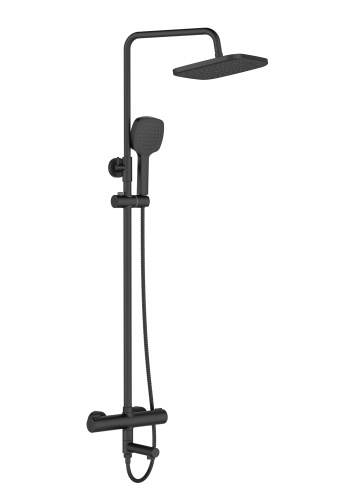 Душевая стойка Orange Thermo T02S4-911b настенная цвет черный с термостатом - фото 2