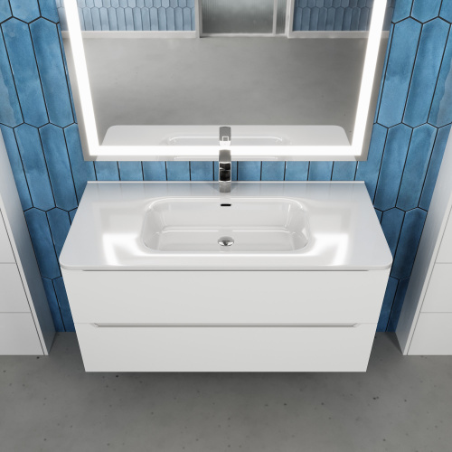 Раковина керамическая Uperwood Monica RMonica100wg 101х46 полувстраиваемая цвет белый - фото 4