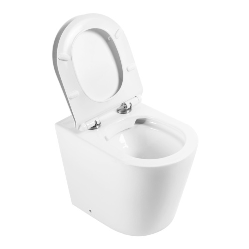 Чаша унитаза приставная BelBagno FLAY-R BB1003CBR цвет белый без сиденья безободковая каскадный смыв - фото 3