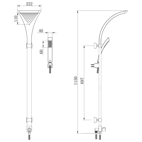 Душевой гарнитур LeMark LM8807C настенный хром - фото 2