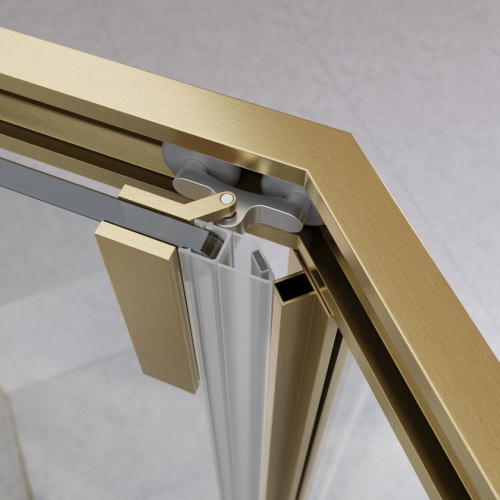 Душевой уголок Cezares RELAX 304 RELAX-304-P-1-100-C-BORO 100х100 стекло прозрачное профиль золото брашированное без поддона - фото 2