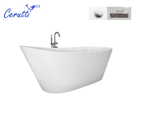 Ванна акриловая Cerutti SPA CT10864 170х75 отдельностоящая овальная с ножками - фото 4