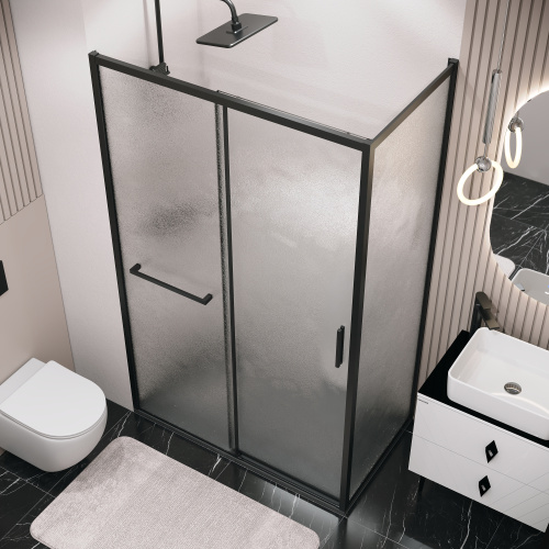 Душевая перегородка Grossman Style 200.K33.05.70.21.02 70х195 стекло текстурное профиль черный матовый - фото 5