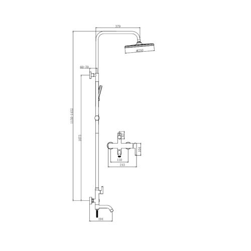 Душевая стойка Splenka S221.24.06 настенная цвет черный - фото 3