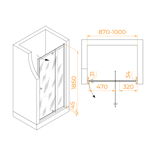 Душевая дверь RGW Passage 41080209-14 90х185 стекло прозрачное профиль черный - фото 2