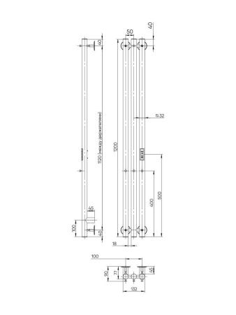 Полотенцесушитель электрический Indigo Style 3 LSE120-13BRRt 15х120 черный
