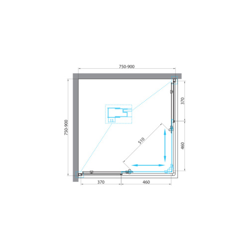 Душевой уголок BelBagno UNIQUE UNIQUE-A-2-75/90-P-Cr 75х75 стекло рифленое профиль хром глянцевый без поддона - фото 2