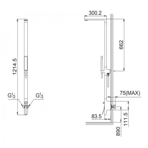 Душевая стойка Toto Showers TBW01404R настенная цвет хром - фото 2