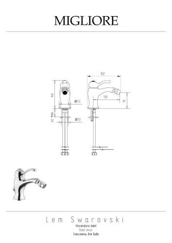 Смеситель Migliore LEM SWAROVSKI 18889 на биде золото - фото 2