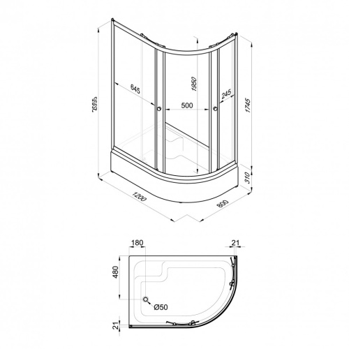 Душевой уголок Тритон Коралл Щ0000061782 120х80 стекло прозраное с узором профиль белый с поддоном - фото 2