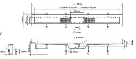 Душевой лоток Milleau FLOW M550FB 55х15 черный