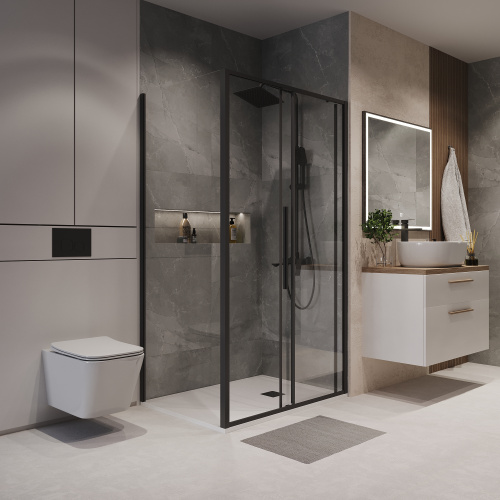 Душевой уголок Niagara Nova NG-84-14AB-A90B-34 140х90 стекло прозрачное профиль черный матовый без поддона - фото 3