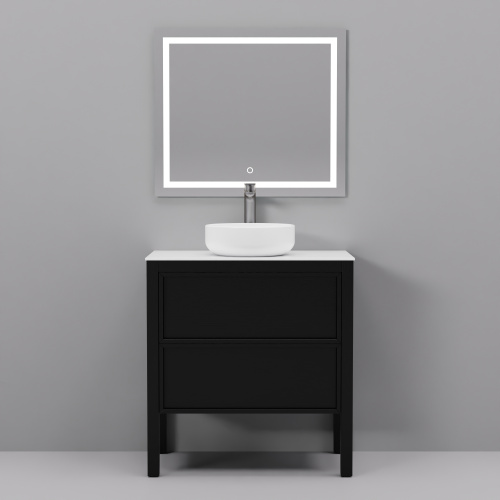 Тумба с раковиной+зеркало Art Decco Elisa (Элиса) AES08F78S3MF 80x45x85 напольная цвет черный дуб - фото 2