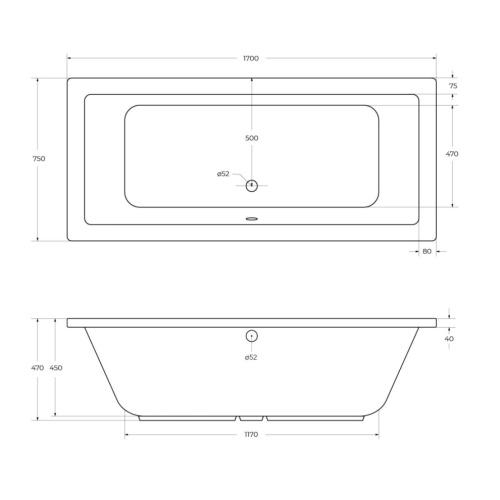 Ванна акриловая Cezares PLANE PLANE-170-75-45-W37 170х75 пристенная прямоугольная без каркаса - фото 3