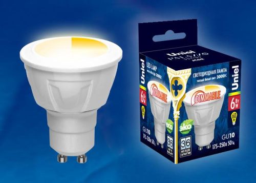 Лампа светодиодная диммируемая Uniel LED-JCDR 6W/NW/GU10/FR/DIM PLP01WH картон - фото 2