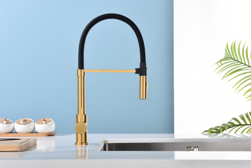 Смеситель для кухни Paulmark HALT Ha214021-BG на раковину брашированное золото - фото 2