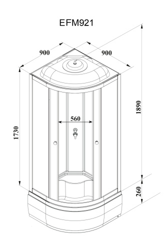 Душевая кабина Parly Effect EFM921 90х90 четверть круга с крышей ориентация универсальная - фото 3