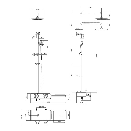 Душевая стойка LeMark Tropic LM7009C настенная с термостатом - фото 3