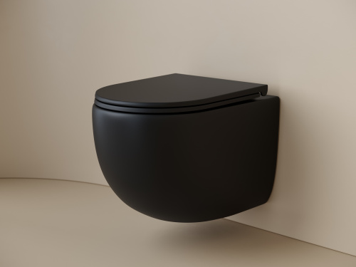 Унитаз подвесной Ceramica Nova UP CN4007MB черный матовый с сиденьем микролифт безободковый душевой смыв - фото 3