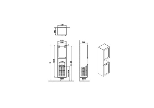 Шкаф-пенал Vitra Root Classic 68522 42х36х155 подвесной цвет темно-синий матовый - фото 2