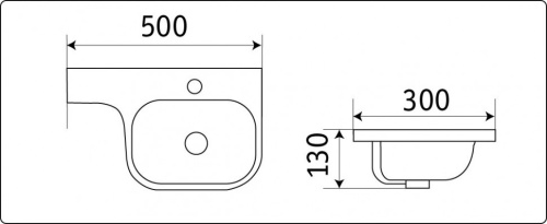 Раковина из санфаянса CeramaLux 78365 50х30 подвесная цвет белый 1 отверстие под смеситель - фото 2