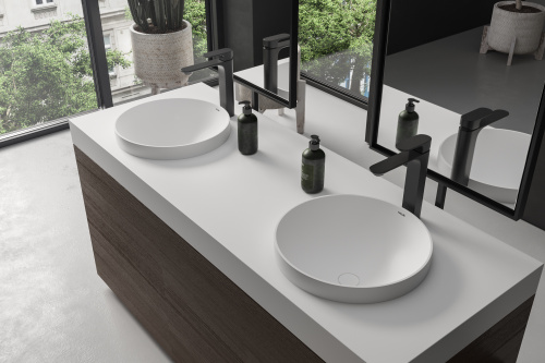 Раковина из искусственного камня Holbi CAPELLA 2.02.021.44.4 42х42 полувстраиваемая цвет серый - фото 2