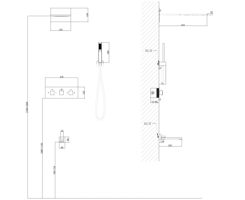 Душевая система ABBER AF8253B встраиваемая в стену с термостатом - фото 3