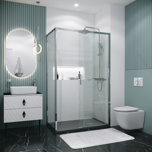 Душевой уголок Grossman Style 120.K33.05.1370.10.00 130х70 стекло прозрачное профиль хром глянцевый без поддона - фото 5