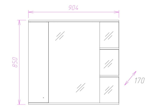 Зеркало-шкаф Onika Эльбрус 209004 90х17х85 подвесной цвет белый - фото 3