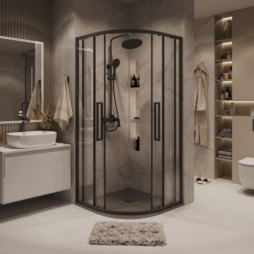 Душевой уголок Grossman Cosmo 301.K33.02.9090.21.00 90х90 стекло прозрачное профиль черный матовый без поддона - фото 3