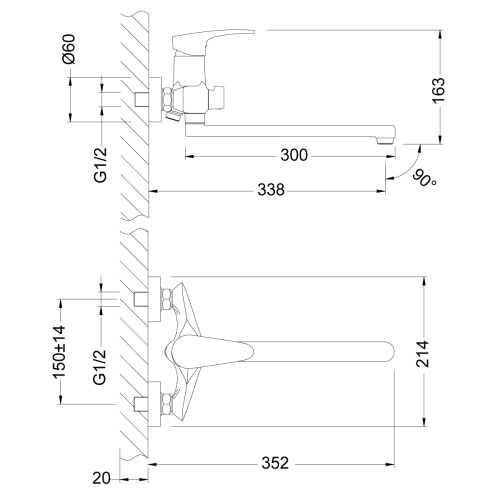 Смеситель для ванны LeMark Linara LM0451C настенный хром - фото 2