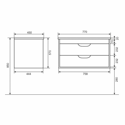 Тумба с раковиной Uperwood UPD Modul 393020551 77х45х57 цвет черный матовый - фото 2