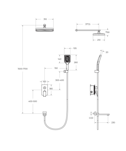 Душевая система BelBagno DUE DUE-VDSET-CRM встраиваемая хром - фото 2