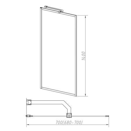 Душевая шторка на ванну Vincea VSB-41700FLG 70х140 стекло рифленое профиль золото ориентация универсальная