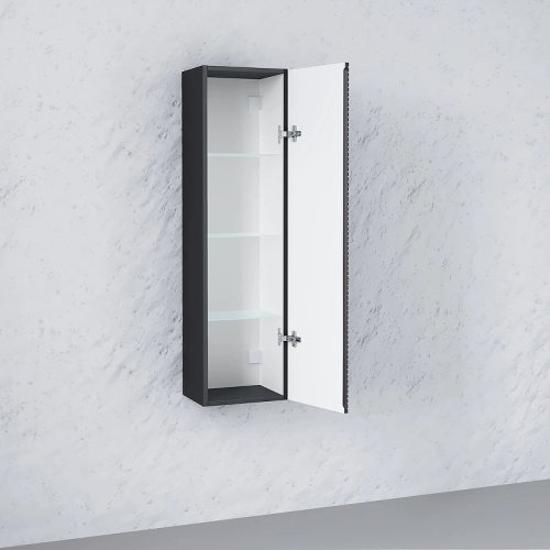 Шкаф-пенал Jorno STONE Stn.04.120/P/A/JR 33х27х120 подвесной цвет антрацит - фото 2