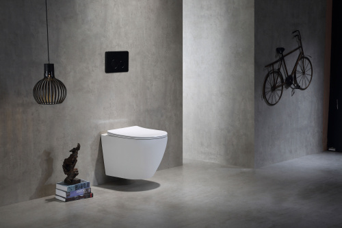 Унитаз подвесной SantiLine SL-5025 цвет белый с сиденьем микролифт безободковый смыв воронка-водоворот - фото 3