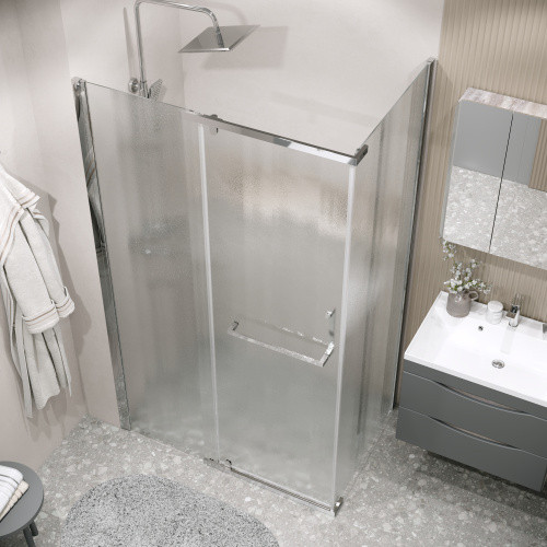 Душевой уголок Grossman Pragma 120.K33.03.1290.10.02 120х90 стекло текстурное профиль хром глянцевый без поддона - фото 4