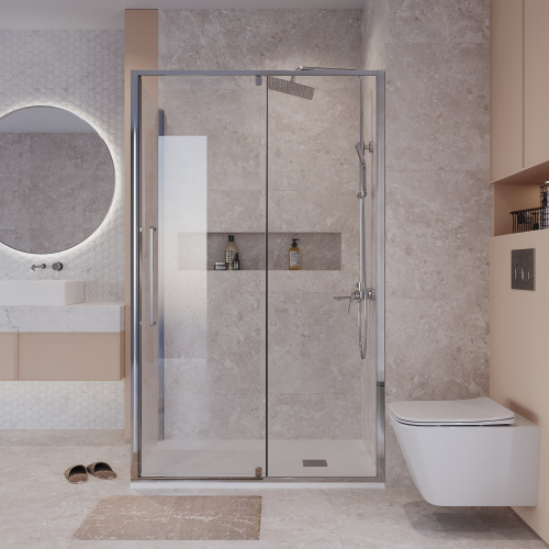 Душевой уголок Niagara Nova NG-66-11A-A90-34 110х90 стекло прозрачное профиль хром глянцевый без поддона - фото 4