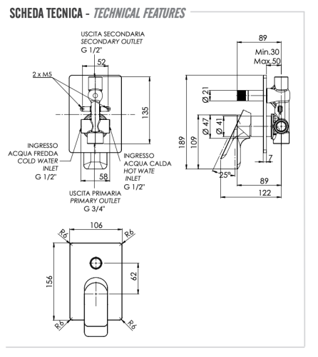 Смеситель для душа Remer Infinity I09HG встраиваемый в стену хром - фото 2
