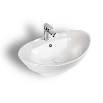Раковина из сантехнического фарфора Bond Oval S15-590 60х40 накладная цвет белый 1 отверстие под смеситель
