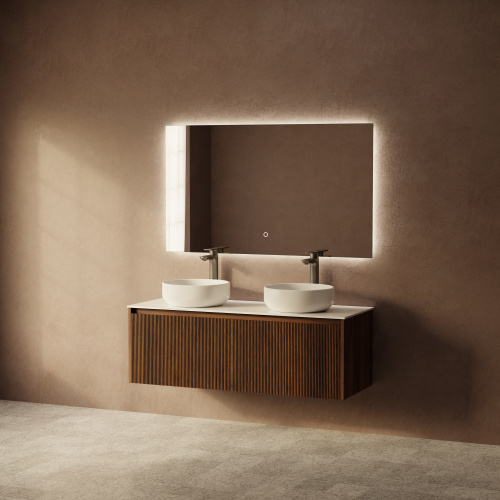 Тумба с раковиной+зеркало Art Decco Camilla (Камилла) ACM12W22D3M0 120x45x40 подвесная цвет черный орех - фото 2