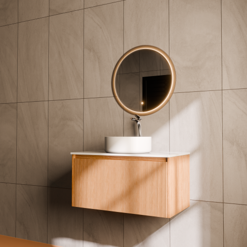 Тумба с раковиной+зеркало Art Decco Elizabeth (Элизабет) AEL08W11S3M0 80x45x40 подвесная цвет белый дуб - фото 2