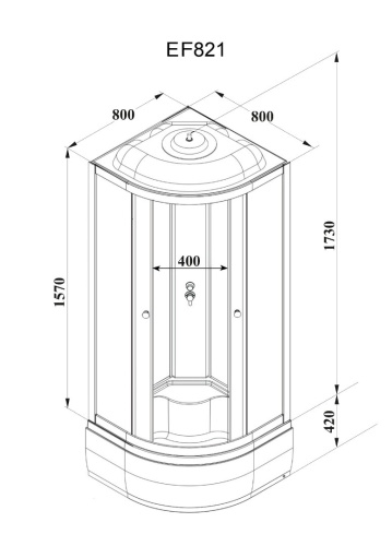 Душевая кабина Parly Effect EF821 80х80 четверть круга с крышей ориентация универсальная - фото 4