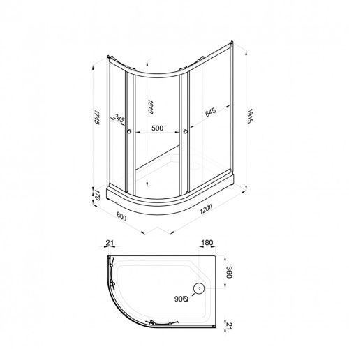 Душевой уголок Тритон Коралл Щ0000061781 120х80 стекло прозраное с узором профиль белый с поддоном - фото 2