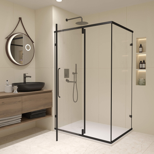 Душевой уголок RGW Classic 350904628-14 120х80 стекло прозрачное профиль черный без поддона - фото 2